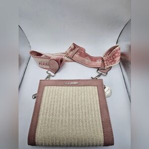 Steve Madden BGREER Woven 2 strap Crossbody bag. Natural Blush
